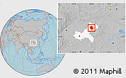 Gray Location Map of Yunyang, highlighted parent region, hill shading