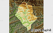 Physical Map of Yunyang, darken