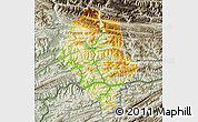 Physical Map of Yunyang, semi-desaturated