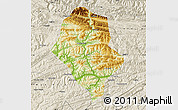 Physical Map of Yunyang, shaded relief outside