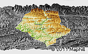 Physical Panoramic Map of Yunyang, darken, desaturated