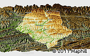 Physical Panoramic Map of Yunyang, darken