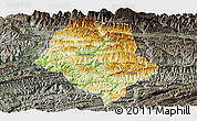 Physical Panoramic Map of Yunyang, darken, semi-desaturated