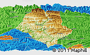 Physical Panoramic Map of Yunyang, political outside