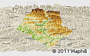 Physical Panoramic Map of Yunyang, shaded relief outside