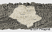 Shaded Relief Panoramic Map of Yunyang, darken