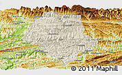 Shaded Relief Panoramic Map of Yunyang, physical outside