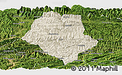 Shaded Relief Panoramic Map of Yunyang, satellite outside