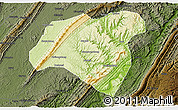 Physical 3D Map of Zhong Xian, darken
