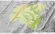 Physical 3D Map of Zhong Xian, desaturated