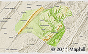 Physical 3D Map of Zhong Xian, shaded relief outside