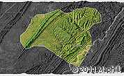 Satellite 3D Map of Zhong Xian, darken, desaturated