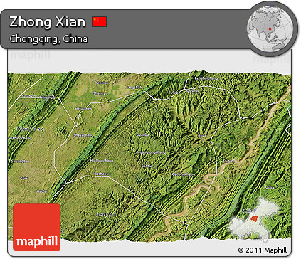 Satellite 3D Map of Zhong Xian