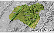 Satellite 3D Map of Zhong Xian, lighten, desaturated