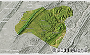 Satellite 3D Map of Zhong Xian, lighten, semi-desaturated