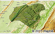 Satellite 3D Map of Zhong Xian, physical outside
