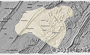 Shaded Relief 3D Map of Zhong Xian, darken, desaturated