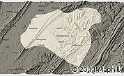 Shaded Relief 3D Map of Zhong Xian, darken