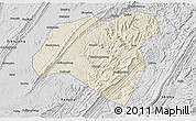 Shaded Relief 3D Map of Zhong Xian, desaturated