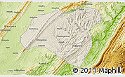 Shaded Relief 3D Map of Zhong Xian, physical outside