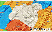 Shaded Relief 3D Map of Zhong Xian, political outside