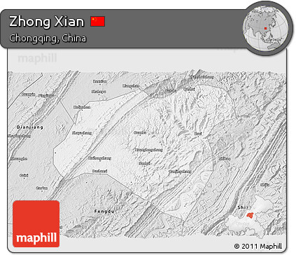 Silver Style 3D Map of Zhong Xian