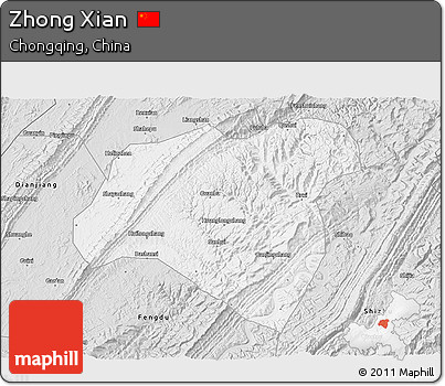 Silver Style 3D Map of Zhong Xian
