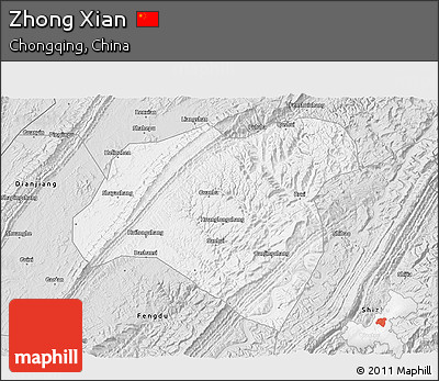 Silver Style 3D Map of Zhong Xian