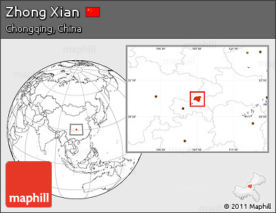 Blank Location Map of Zhong Xian