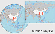 Gray Location Map of Zhong Xian, highlighted country, within the entire country