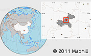 Gray Location Map of Zhong Xian, highlighted country, highlighted parent region