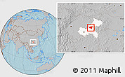 Gray Location Map of Zhong Xian, highlighted parent region, hill shading