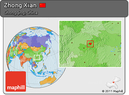 Political Location Map of Zhong Xian