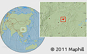 Savanna Style Location Map of Zhong Xian, hill shading