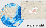 Shaded Relief Location Map of Zhong Xian, highlighted parent region