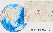 Shaded Relief Location Map of Zhong Xian