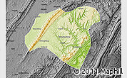 Physical Map of Zhong Xian, darken, desaturated