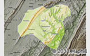 Physical Map of Zhong Xian, darken, semi-desaturated