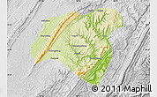 Physical Map of Zhong Xian, lighten, desaturated