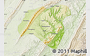 Physical Map of Zhong Xian, lighten