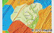 Physical Map of Zhong Xian, political outside