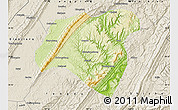 Physical Map of Zhong Xian, shaded relief outside