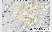 Shaded Relief Map of Zhong Xian, desaturated