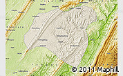 Shaded Relief Map of Zhong Xian, physical outside