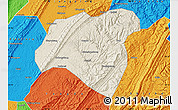 Shaded Relief Map of Zhong Xian, political outside