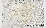 Shaded Relief Map of Zhong Xian, semi-desaturated