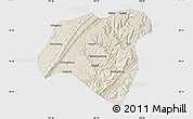 Shaded Relief Map of Zhong Xian, single color outside