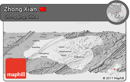 Gray Panoramic Map of Zhong Xian