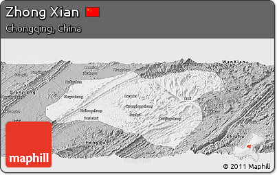 Gray Panoramic Map of Zhong Xian