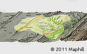 Physical Panoramic Map of Zhong Xian, darken, semi-desaturated